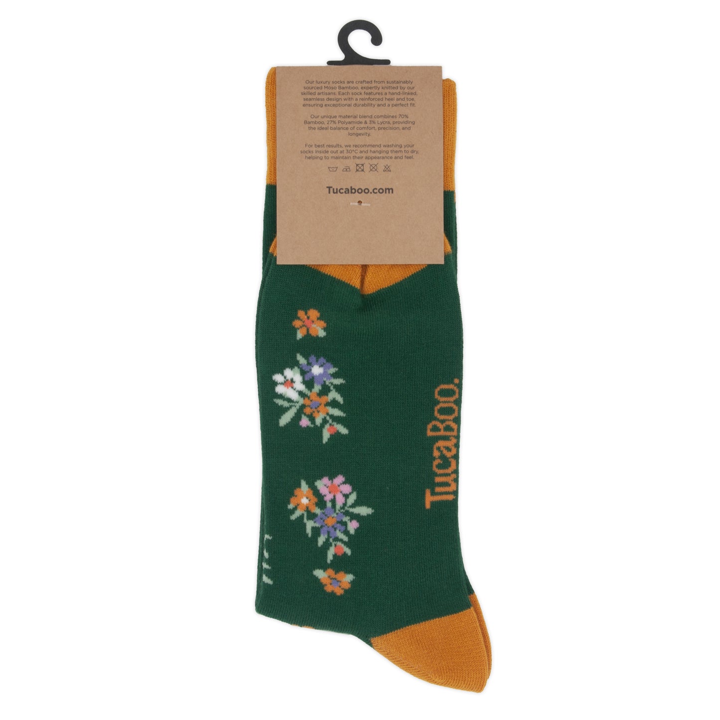 Floral Brown Mens Bamboo Socks