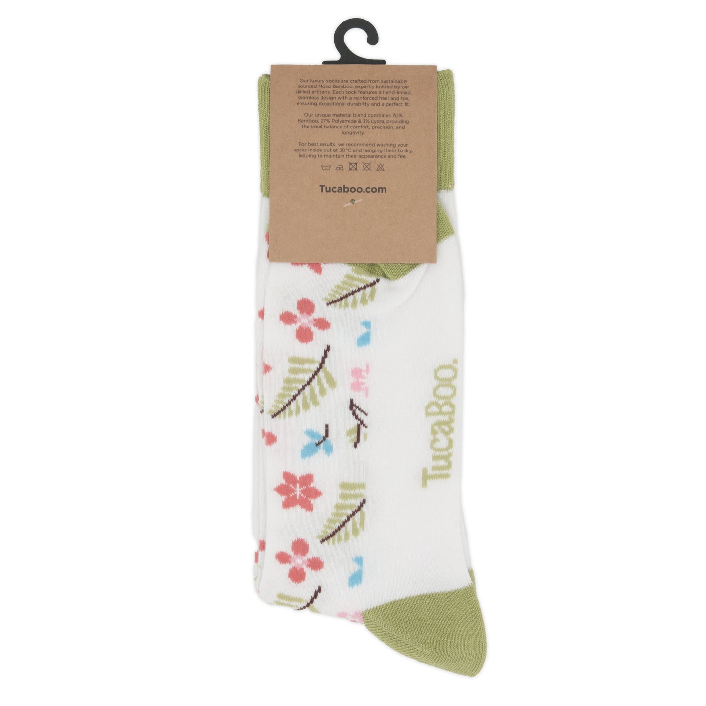 Flowers White Mens Bamboo Socks