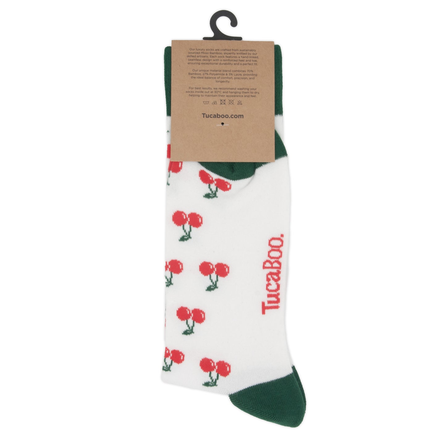 Cherrys White Mens Bamboo Socks