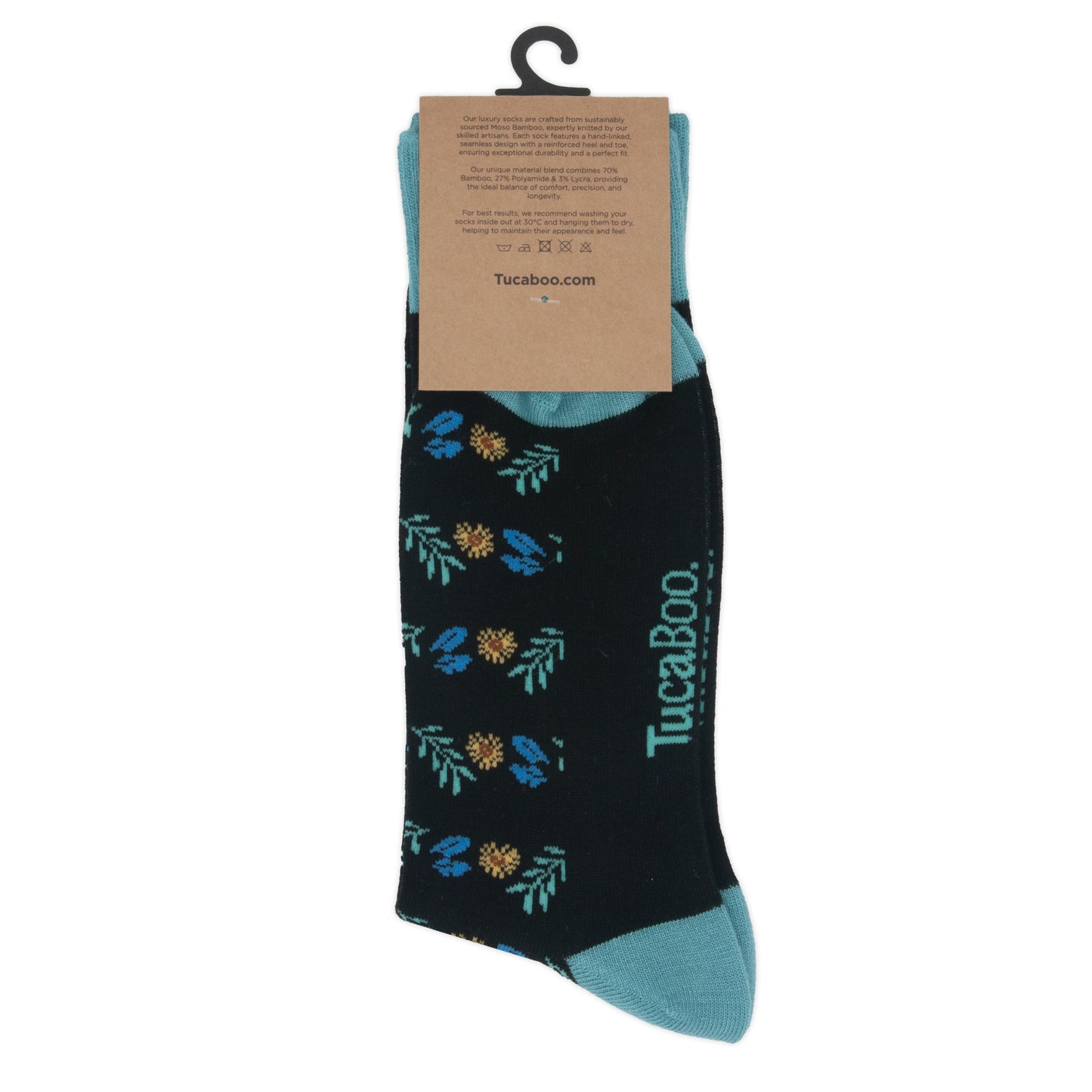 Floral Black Mens Bamboo Socks