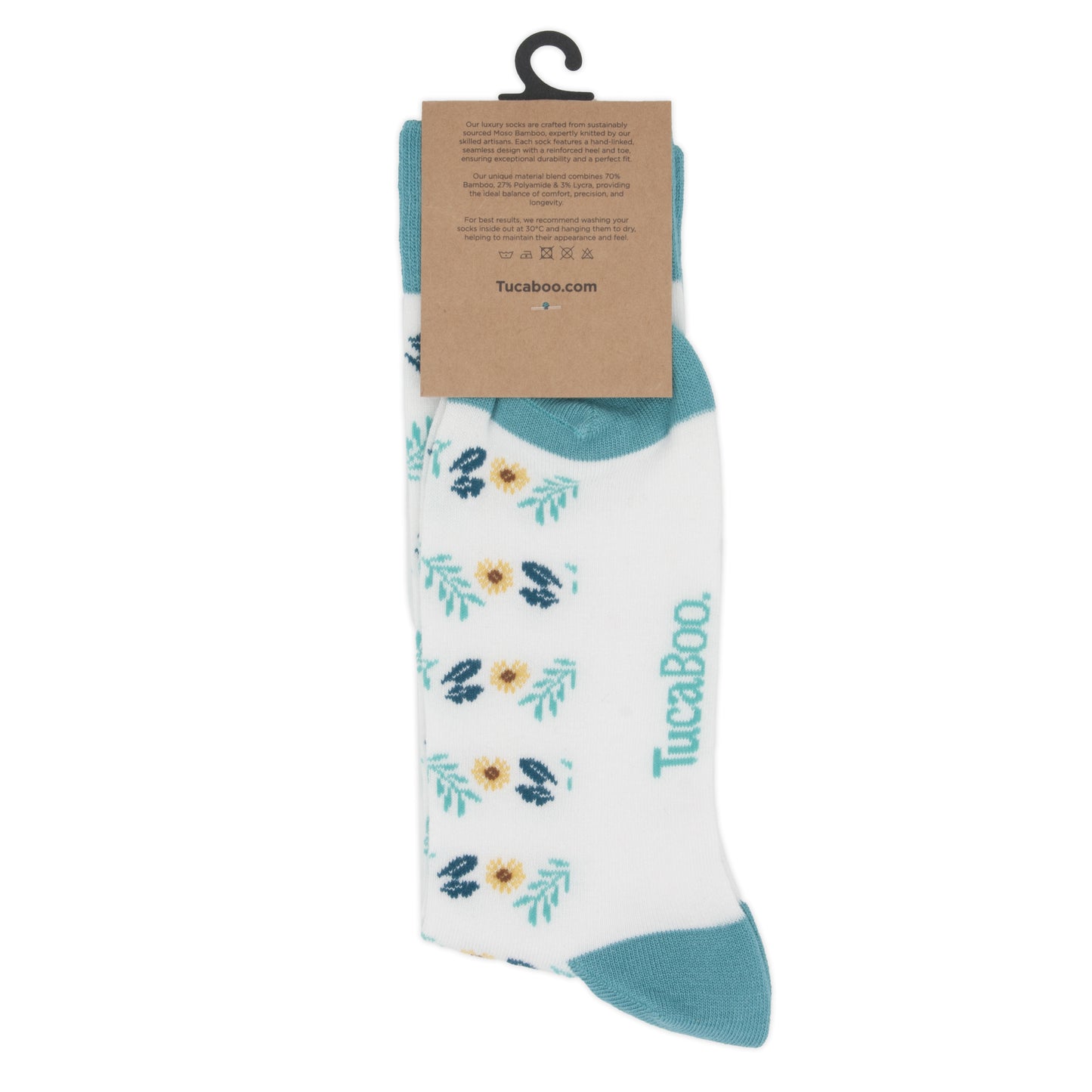 Floral White Mens Bamboo Socks