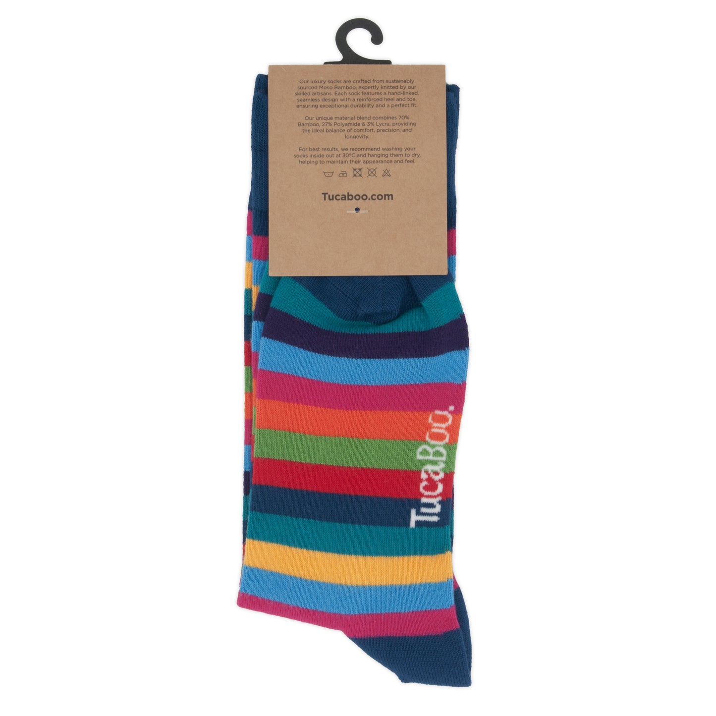 Multicoloured Stripe Mens Bamboo Socks