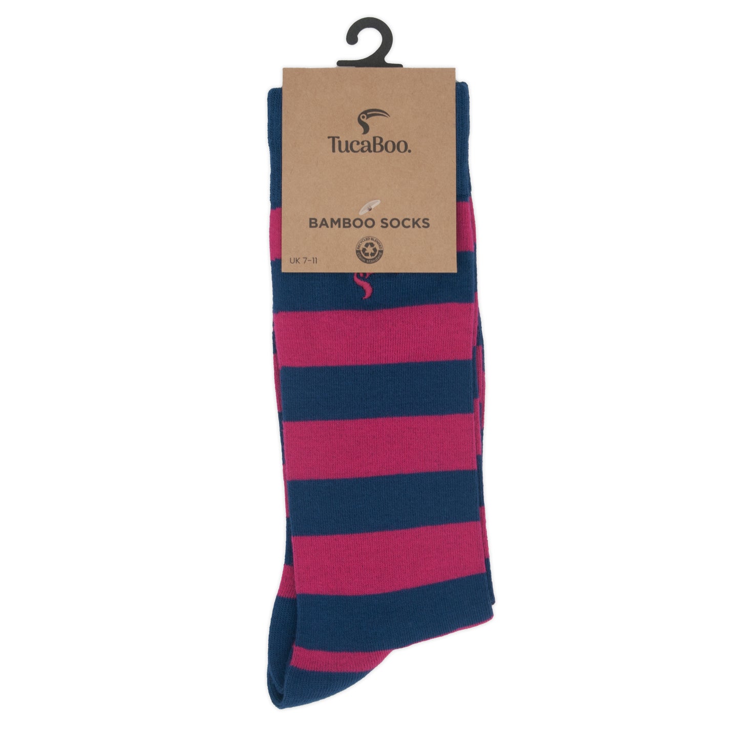 Pink and Blue Striped Mens Bamboo Socks