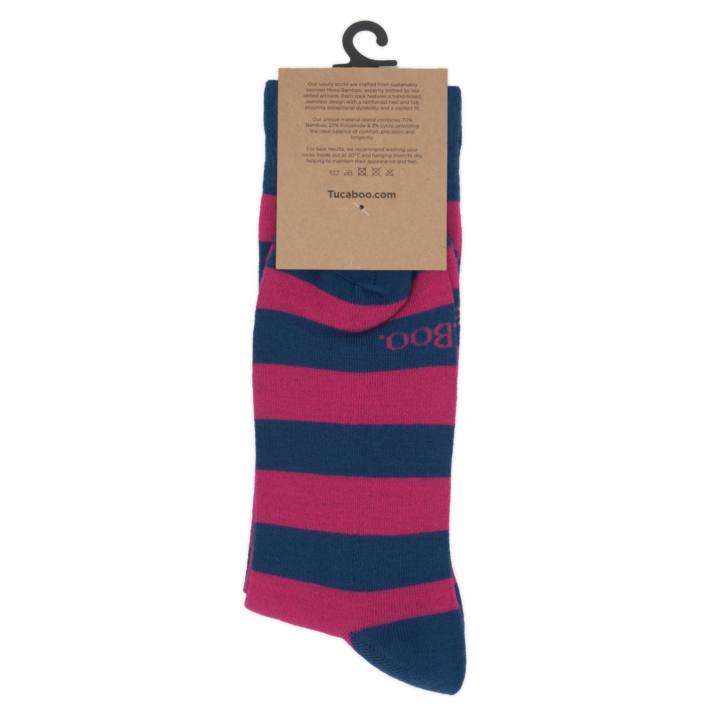 Pink and Blue Striped Mens Bamboo Socks