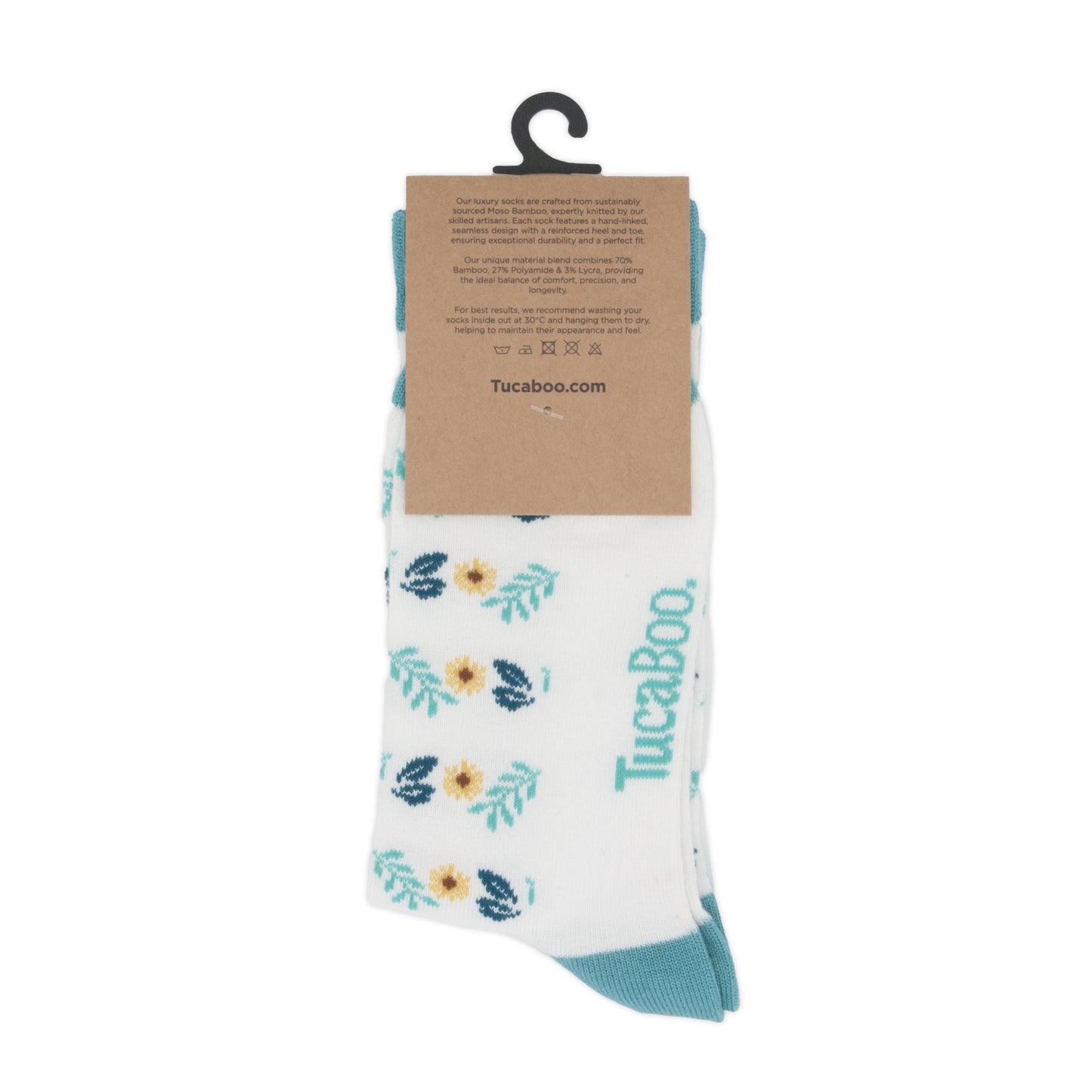 Floral White Womens Bamboo Socks
