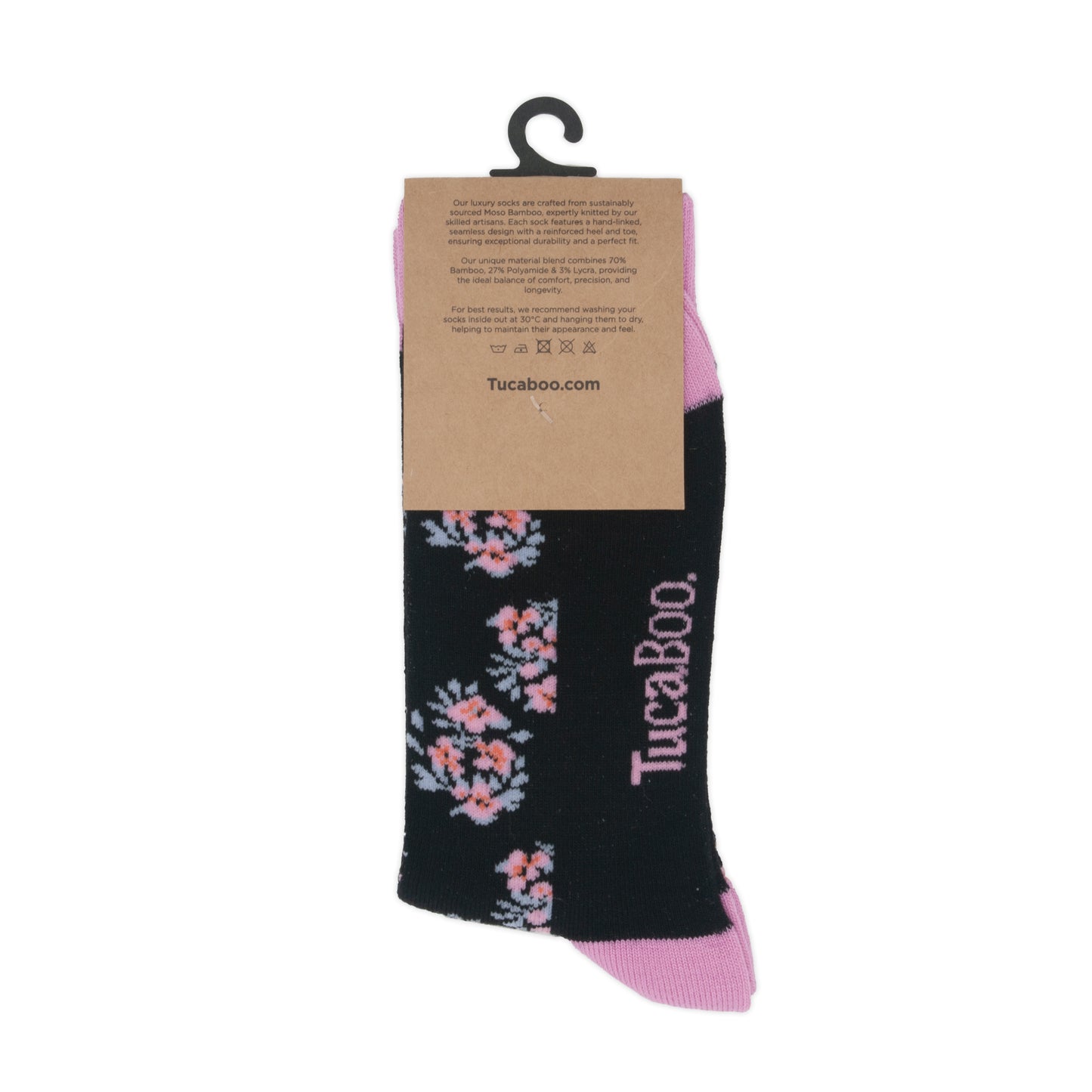 Floral Black Womens Bamboo Socks
