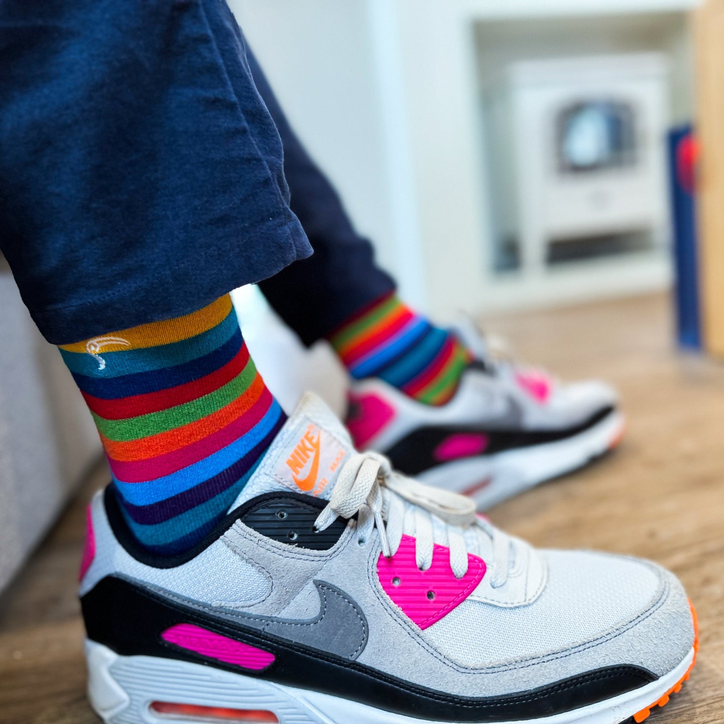Multicoloured Stripe Mens Bamboo Socks