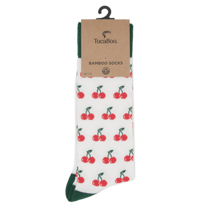 Cherrys White Mens Bamboo Socks