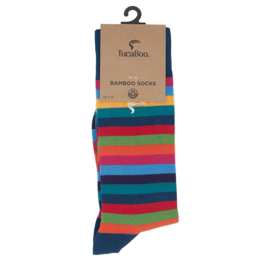 Multicoloured Stripe Mens Bamboo Socks