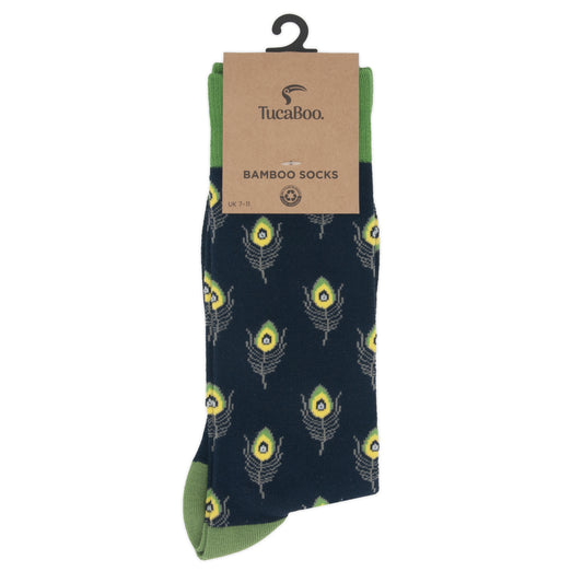 Peacock Feathers Mens Bamboo Socks