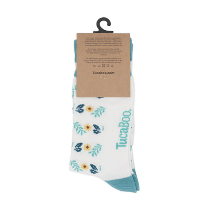 Floral White Womens Bamboo Socks
