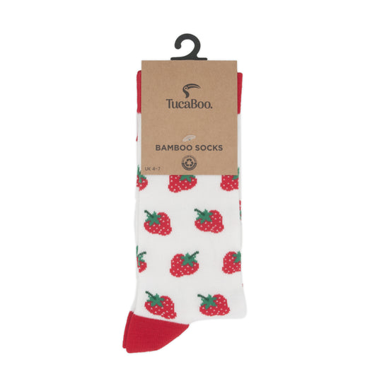 Strawberries Womens Bamboo Socks